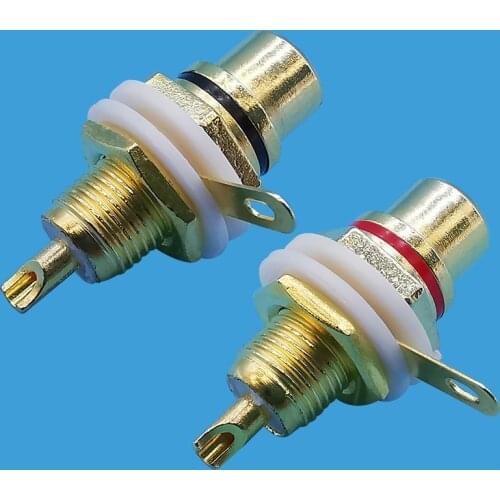 2Pcs RCA Connector Gold plated RCA Female Socket Panel Mount Chassis Audio Terminal Plug Jack Amplifier Speaker Connectors