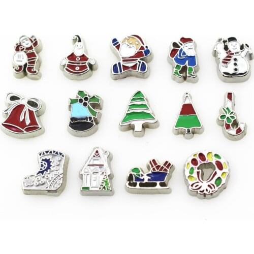 2016 Mix Christmas Floating Charms living glass memory floating lockets diy jewelry 100pcs/lot