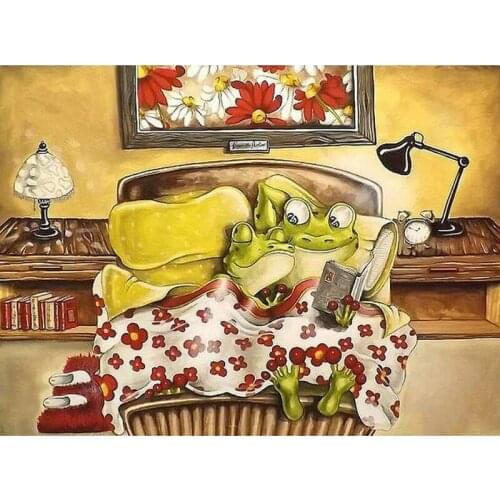 5D Diamond Mosaic Full Diamond Embroidery Bed couple Frog Diy Diamond Painting Cross Stitch round Diamond Set swall sticker RS15