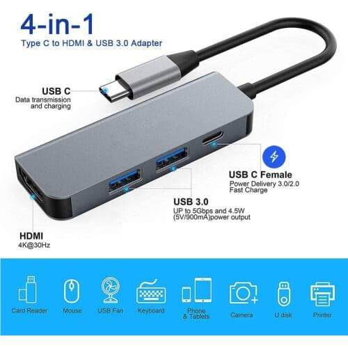 USB HUB Type-C to HDMI-compatible 100M Adapter OTG for Macbook Pro/Air Laptop 2021NEW 4/5/6/7 Ports Dock Splitter Box USB Hub