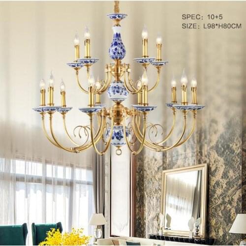 Antique ceramic Hotel lighting Chandelier church Lamp for Living Room hanging lamp ceiling fixtures led E14 Chinese lighting