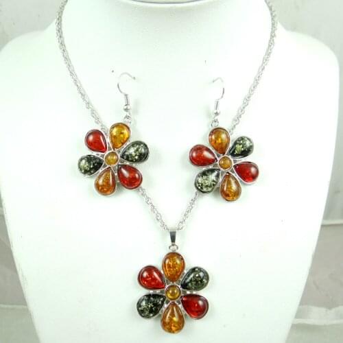 Free shipping Fashion Precious Modernist TEARDROP GOLDEN HONEY PRESSED AMBERS NECKLACE jewellery making C4