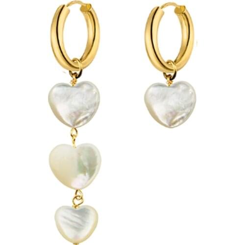 Bohemian shell heart earrings stainless steel womens glamour jewelry Baroque fashion jewelry 2020 new wholesale earrings