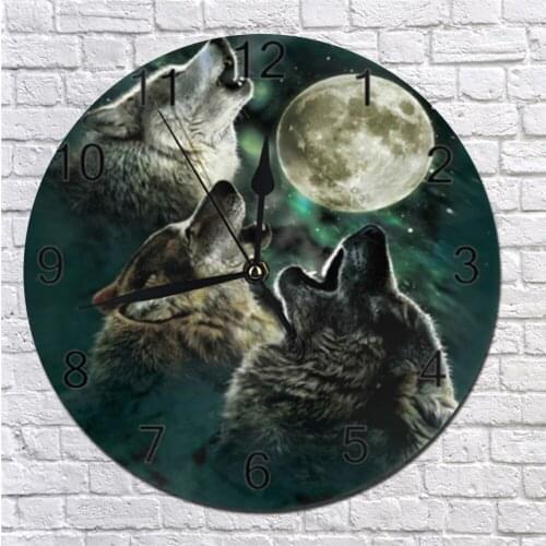 Wolf BIg 25CM Wall-Clocks Decorative Numeral Digital Dial Mute Silent Non-Ticking Battery Operated Clocks for Childrens Bedroom