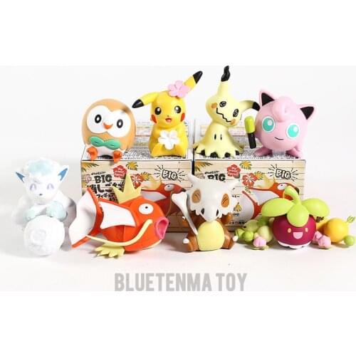 PokeMon Pikachu Big Eraser Figure Vol 2 Rowlet Vulpix Mimikyu Cubone Clefairy Magikarp Bounsweet 8pcs/set