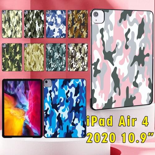 Tablet Hard Shell Case for Apple IPad Air 4 2020 10.9" IPad Air 4 A2072 A2316 A2324 A2325 Camouflage Colors Slim Cover + Stylus