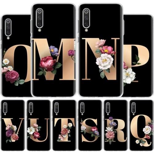 Letter Alphabet Flowers M-V Cover Phone Case For Xiaomi Redmi Note 9 9S 8T 8 7 6 5 5A 6A 7A 8A 4X K20 K30 S2 Pro Luxury Soft Cap