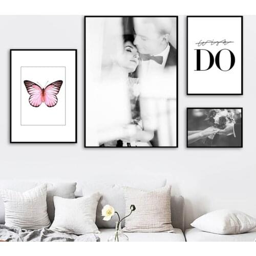 Perfume Picture Butterfly Posters And HD Print Flower Wall Artwork Nordic Watercolor Canvas Painting Abstract Wedding Decoration