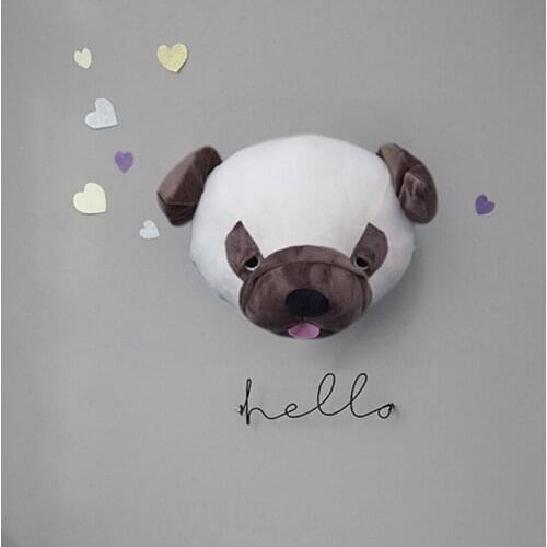 Animal Head Wall Decoration Hanging Mount Stuffed Plush Toy Princess Doll Girl Kid Gift Home Nursery Room Chrsitmas Decorative