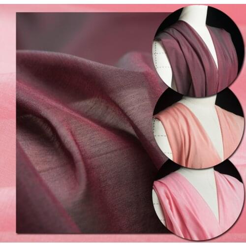 Gradient solid pink/wine redcolor silk blend cotton fabric,sculpture,sewing for dress,skirt,shirt,blouse,home,craft by the yard