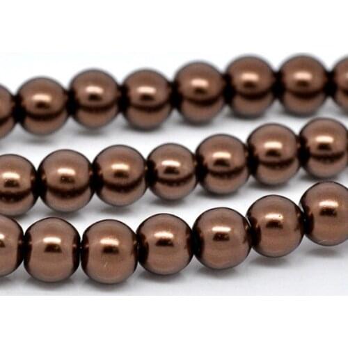 Coffee Glass Pearl Imitation Round Beads 8mm Dia. 32", sold per packet of 1 Strands new