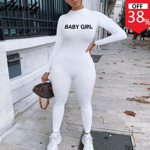 Long Sleeve One Piece Jumpsuit Plus Size Bodysuit Women Fashion Casual Overalls Skinny Rompers Letter Print Sportswear playsuits