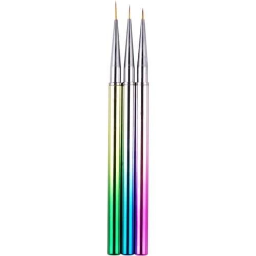 3Pcs Nail Art Brush Pen Plating Handle Liner Line Stripe Fish Flower Painting Drawing Manicure Acrylic Tools Tips Design