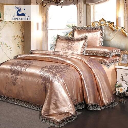 Liv-Esthete Lace Decor Duvet Cover Bedding Set 100% Cotton Fitted Sheet Double Queen Bedspread Elastic Band Adult Mattress Cover