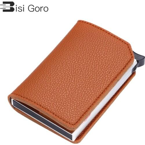 BISI GORO Mens Wallet Slim Small Male Leather Wallet Rfid Wallet Card Holder Coin Purse Mini Pocket Money Bag Women Walet Valet
