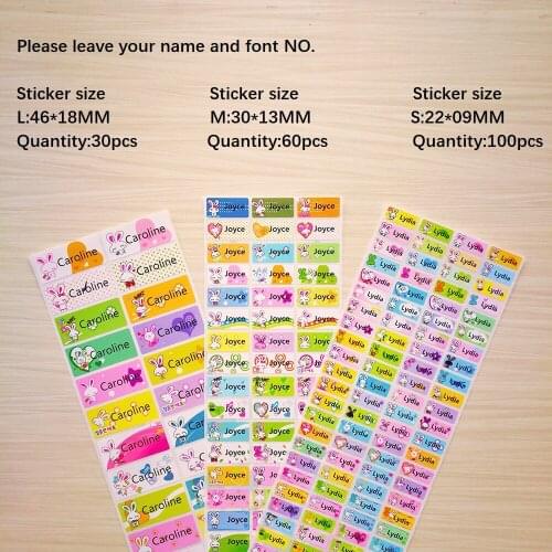 Colorful customizable name stickers waterproof anti-tear scrapbooking accessories labels vintage rabbit stickers