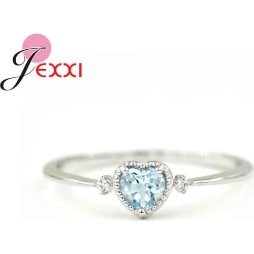 Fashion 925 Sterling Silver Shinning Crystal Heart Shaped Wedding Rings Womens Zircon Engagement Ring glamour Jewelry