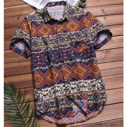 Mens Beach Hawaiian Shirt Tropical Summer Short Sleeve Shirt Men Brand Clothing Casual Loose Cotton Button Down Shirts Plus Size