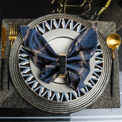 Bone China Plate Set Nordic Black Trays Decorative Creative Steak Dinner Plates Trinket Dish Vaisselle Cuisine Tableware DA60PZ