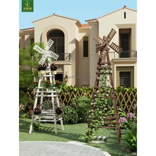 Outdoor garden anticorrosive wood grape frame windmill flower stand outdoor garden rose climbing frame yard solid wood flower sh