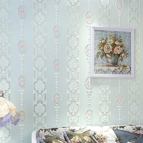 European Style Non-Woven Wallpaper 3D Embossed Flowers Home Decor Modern Striped Wall Papers For Walls 3 D Living Room Bedroom