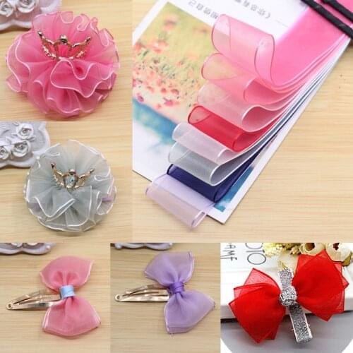 New 2.5 CM 1" Rough edge chiffon transparent Ribbon Belt DIY Handmade bowknot Hair Accessories Decoration supplies (1 meter/lot)