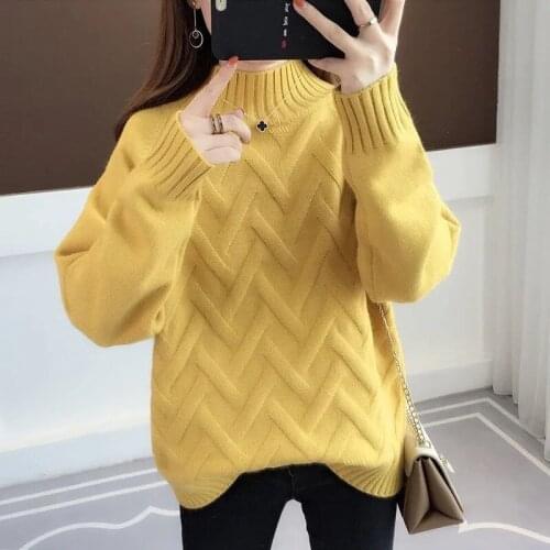 Autumn Turtleneck Sweater Winter Warm Tops Womens Long Sleeve Knitted Pullovers Tops Solid Female Casual Loose Clothing