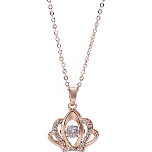 Titanium Steel Necklace Zircon Crown Pendant Clavicle Chain Charm Women Necklace Simple Fine Brand Women Necklaces Gifts Jewelry