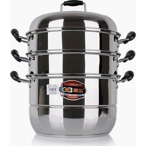 0 Thick stainless steel steamer ultralarge steamer 36cm 4 layer cooking pot