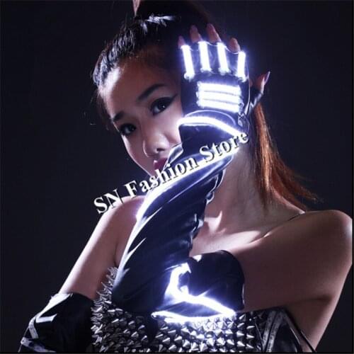 HN04 LED lights ballroom dance gloves illuminated luminous dancing gloves lighting event party wears for costumes dress show