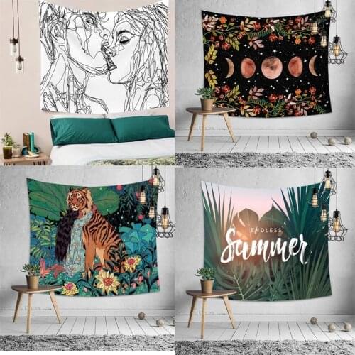 Psychedelic Moon Starry Tapestry Flower Wall Hanging Room Sky Carpet Dorm Tapestries Art Home Decoration Accessories