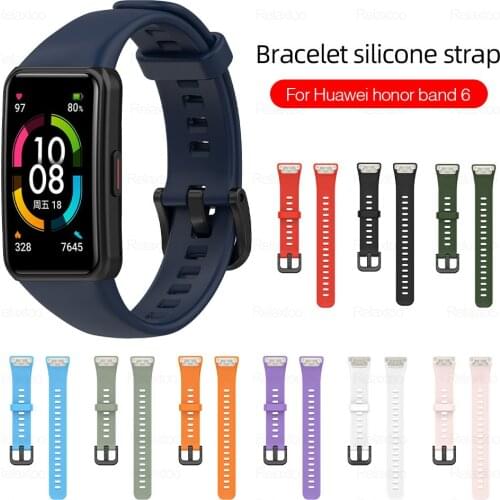 Colorful Silicone Strap For Huawei Honor Band 6 Xonor Honar Band6 Replacement Bracelet SmartWatch Wristband Soft Rubber Straps