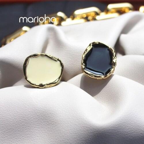 Retro Irregular Black White Drip Glaze Metal Finger Ring Women Gold Color Bump Geometric Ring Punk Simple Party Jewelry Gifts