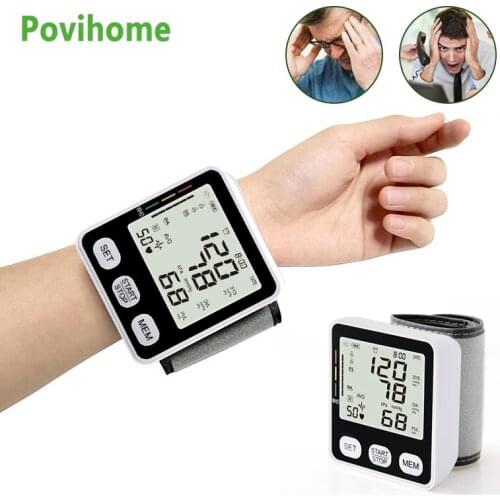 With Voice Blood Pressure Monitor Wrist Tonometer Meter LCD Digital Screen Puksemeter Tester Health Care Sphygmomanometer