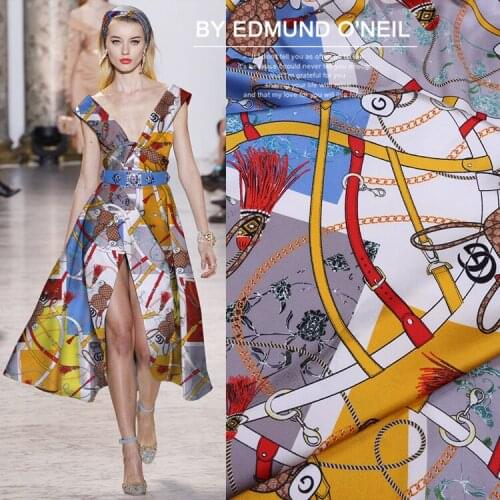 140cm * 50cm Thickness 19 Mu Summer Silk Wide Digital Spray /Painting Printed Elastic Satin Shirt Cheongsam Silk Fabric