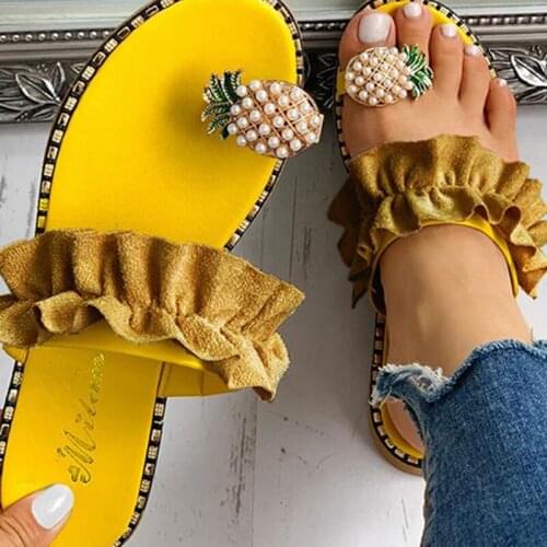 Women Sandals Slippers Shoes Flat Flip Flops String Bead Summer Fashion Wedges Woman Slides Pineapple Lady Casual Mujer