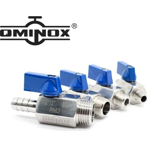 BSP Male To Hose Barb 2 Way Mini Ball Valve SS 304 1/8 1/4 3/8 1/2 to 7mm 10mm 8mm 9mm 12mm Hose Connectors For Homebrew Beer