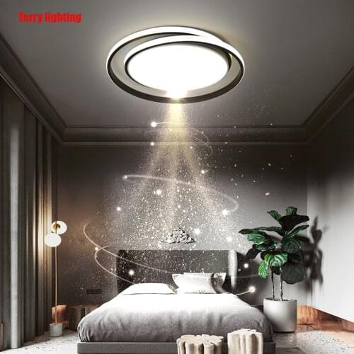 Bedroom dining room kitchen with modern led chandelier black simple round ceiling lamp decoration creative home lighting