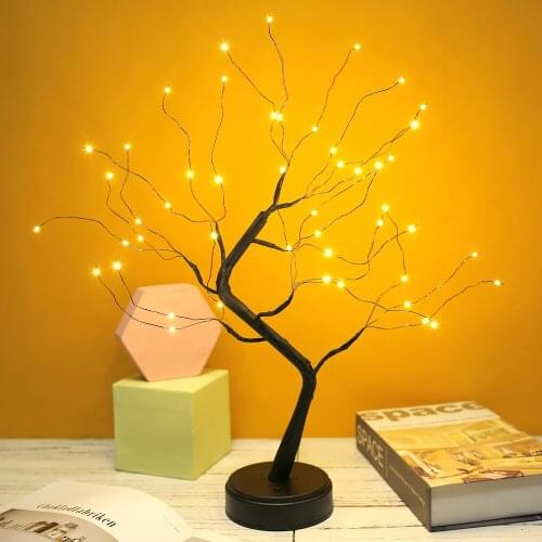 LED Table Lamp Lights USB Fire Tree Light Copper Wire Night Lights Fairy Night Light For Home Bedroom Wedding Christmas Decor