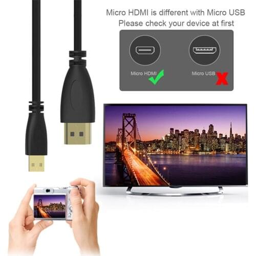 Adapter Converter High Quality Extra Thin 0.5M Micro-Type Hdmi To Hdmi Male Adapter Converter Cable For Droid Htc 4G J6Q6 New