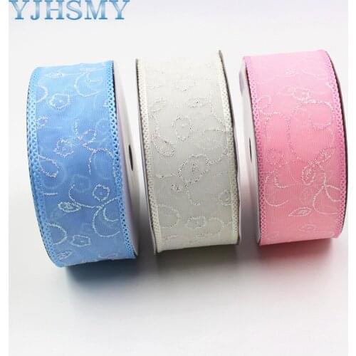 YJHSMY L-20325-188,38mm 5yards Colored bilateral flower transparent Shining yarn,Wedding Accessories DIY handmade materials