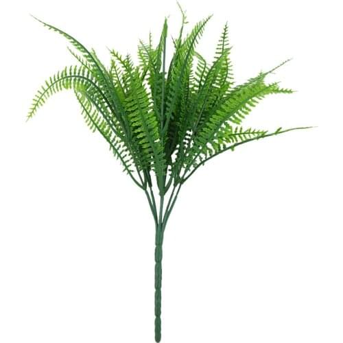 1 Bouquet Artificial Persian Leaf Plastic Green Plant Home Office Shop Decor Living Room Bedroom Decoration Fake Plants