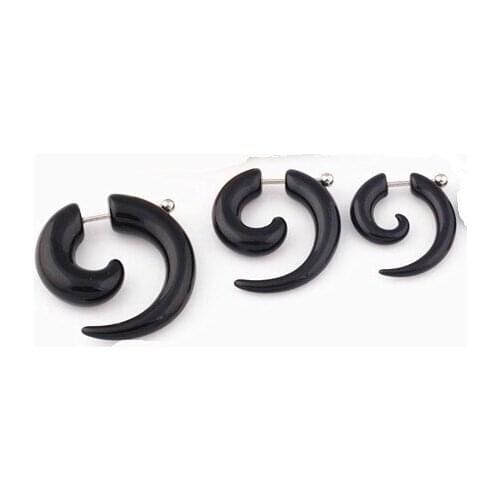 1Pair New Style Fashion Black White Spiral Fake Ear Plug Flesh Plugs Cheater Tapers UV Acrylic Ear Piercing Body Jewelry