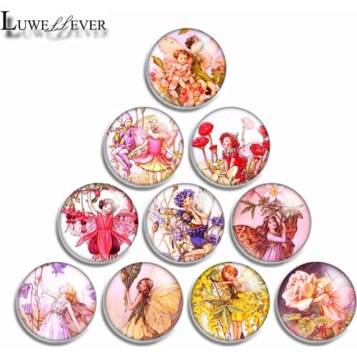 12mm 10mm 16mm 20mm 25mm 30mm 520 Fairy Mix Round Glass Cabochon Jewelry Finding 18mm Snap Button Charm Bracelet