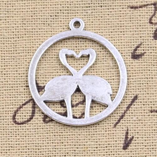 10pcs Charms Lover Sweetheart Flamingo 30x26mm Antique Silver Color Pendants DIY Crafts Making Findings Handmade Tibetan Jewelry