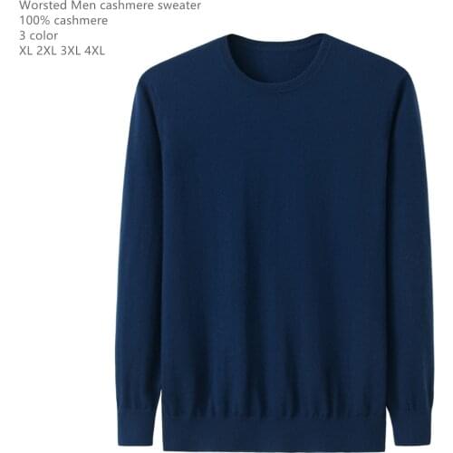 Naizaiga 100% Cashmere Worsted Men Long solid Sleeve goat Cashmere business Winter Sweater Father Pullovers , MPSM3030
