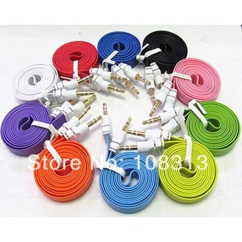 1000pcs/lot 1M Flat 3.5MM Male to Male Audio Cable Aux Car Audio Cable for iPhone 6 5 for Mobile Phone for MP3 /MP4 Tablet PC