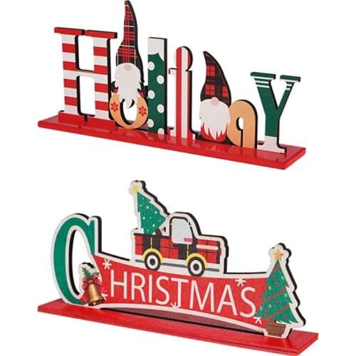 2021 Merry Christmas Wooden Ornament Santa Desktop Decoration Diy Home Decor Christmas Decoration Navidad New Year Gift