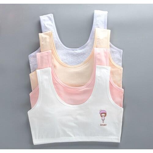 2021 Spring Summer Teen Bra Girl Vest Cotton Spandex Big Girls Sport 7-14 Years Adolescente Kids Underwear Racerback Training