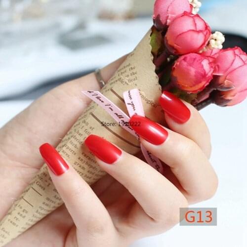 24pcs Fashion section candy color coffin shape nails, popular sales of the king, sexy red G13